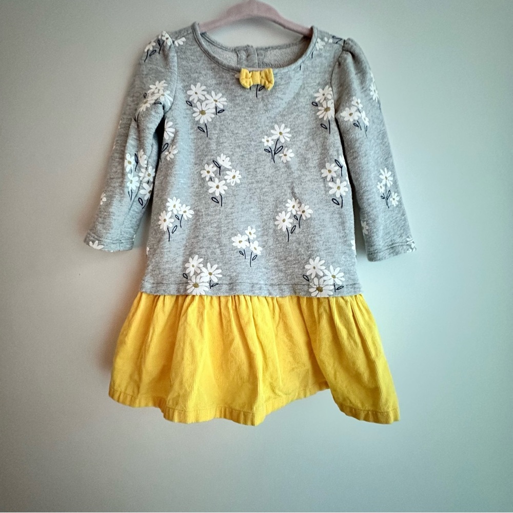 Gymboree Gray and Yellow Floral Kids Dress 12-18M
